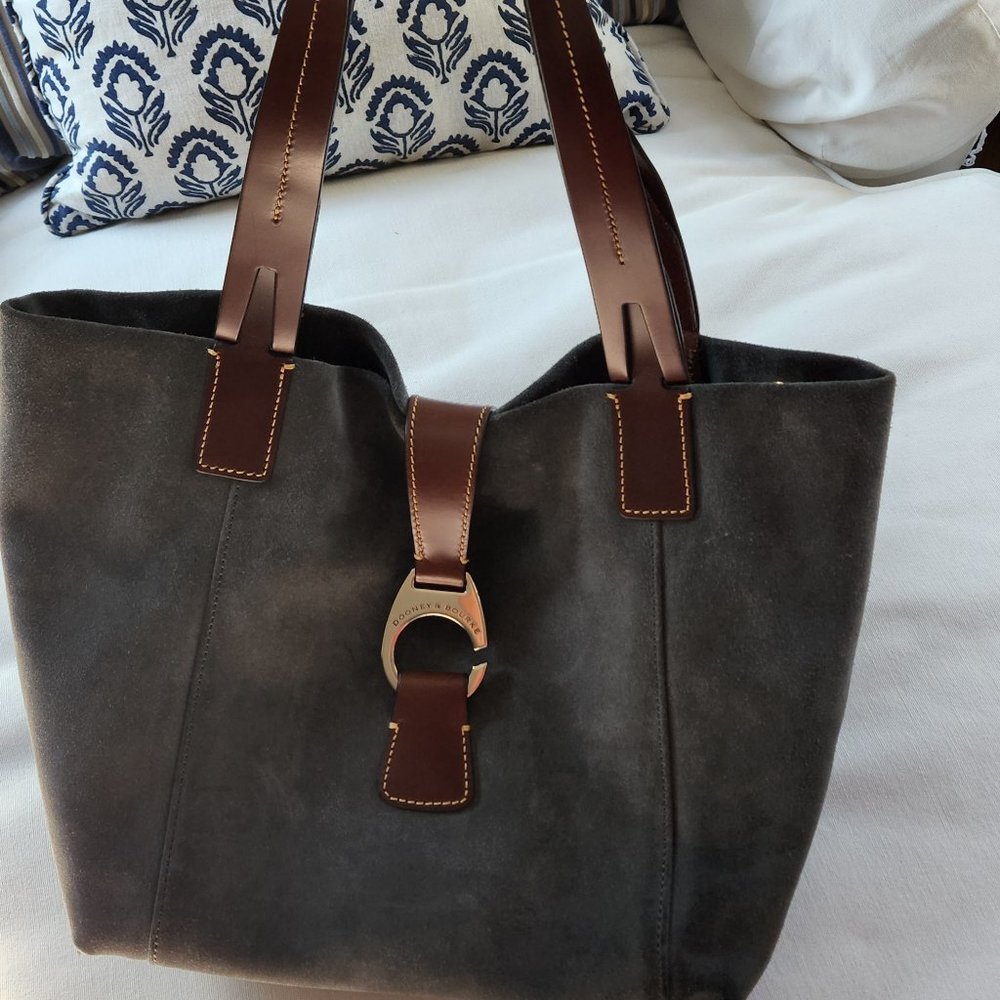 Dooney & Bourke East West Suede Shopper - Smoke Grey Rare HTF